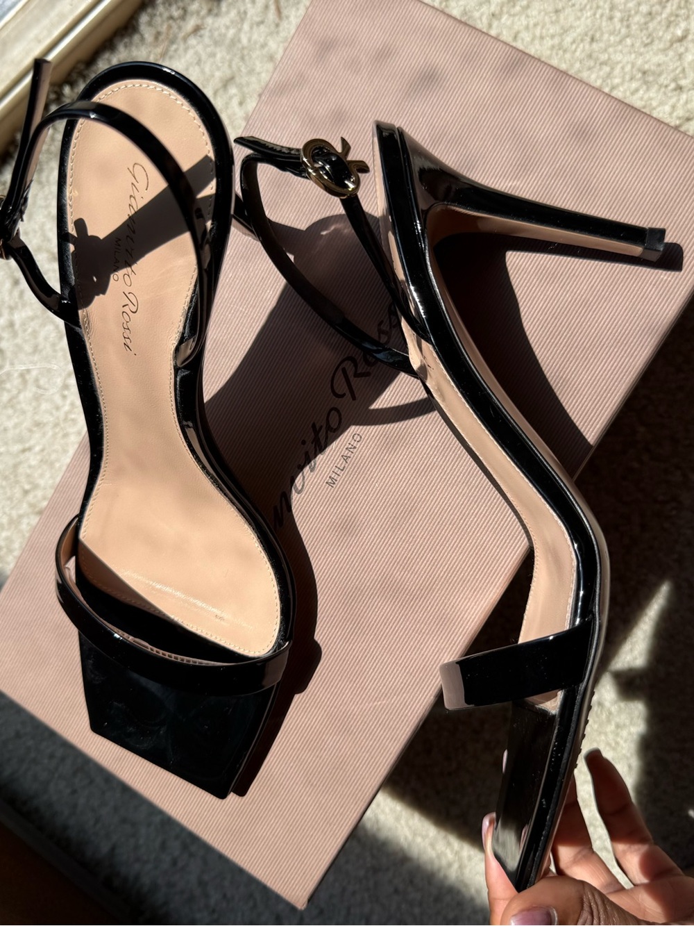 Gianvito Rossi Ribbon Black Patent Leather Heels - Picture 4 of 7